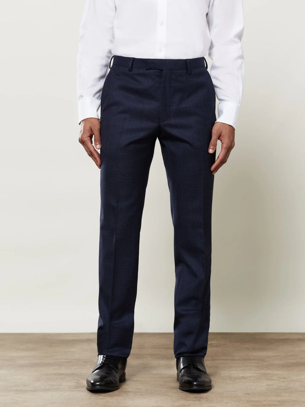 Augustus Barberis Slim Fit Navy Check Trouser-62826