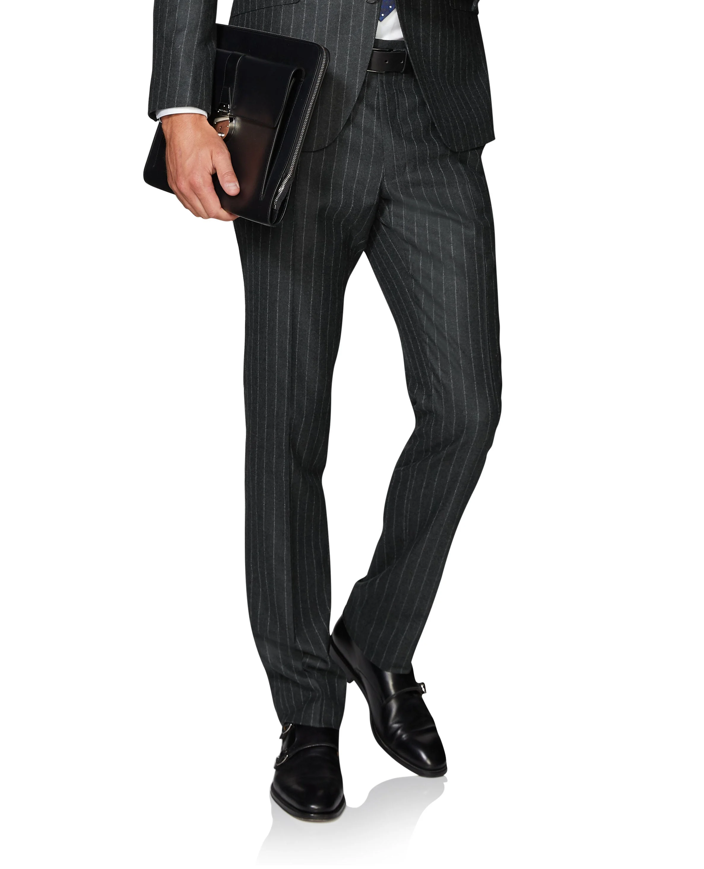 Betjeman Barberis Slim Fit Charcoal Pinstripe Trou-62843