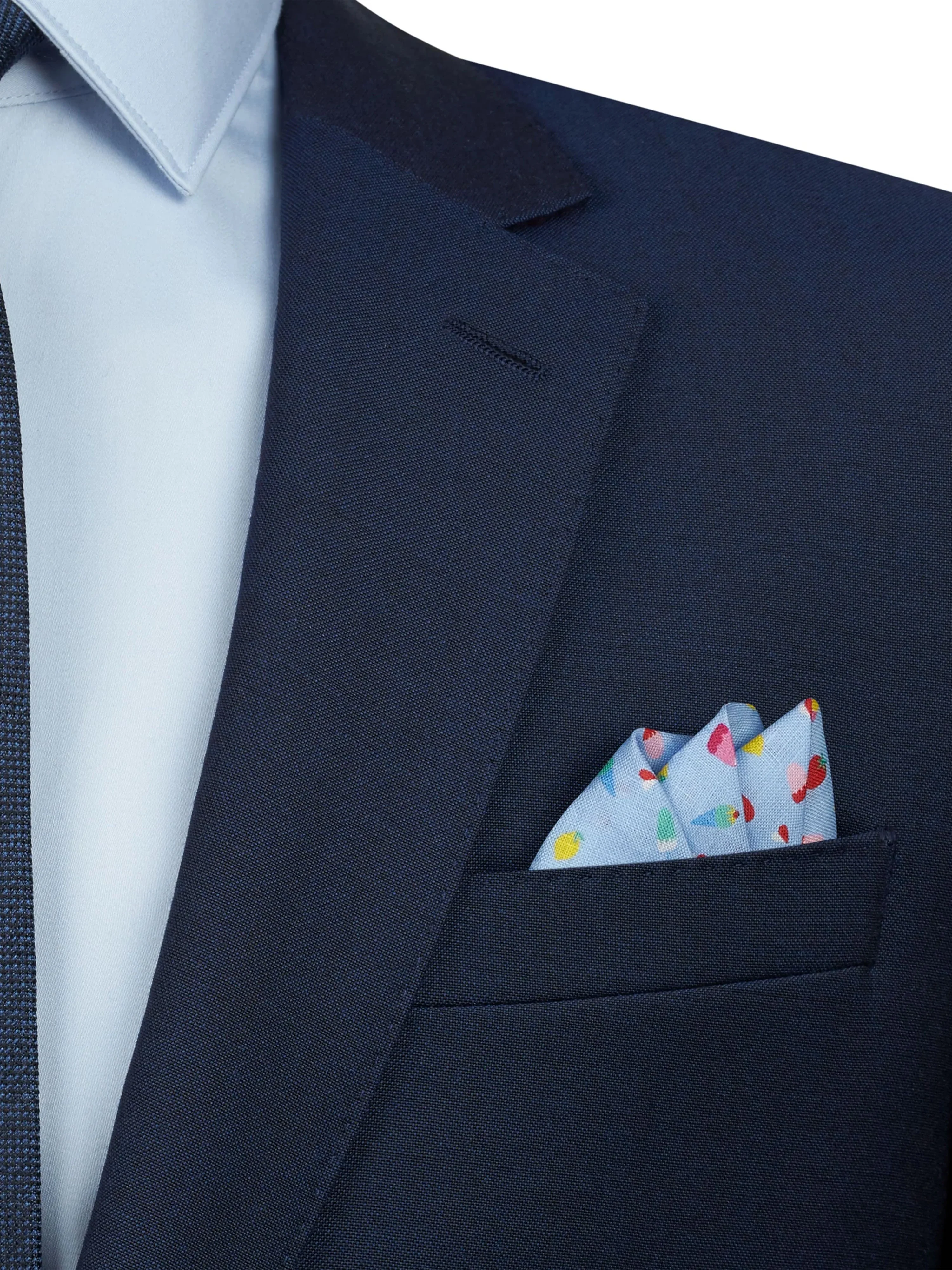 Blue Ice Cream Linen Pocket Square