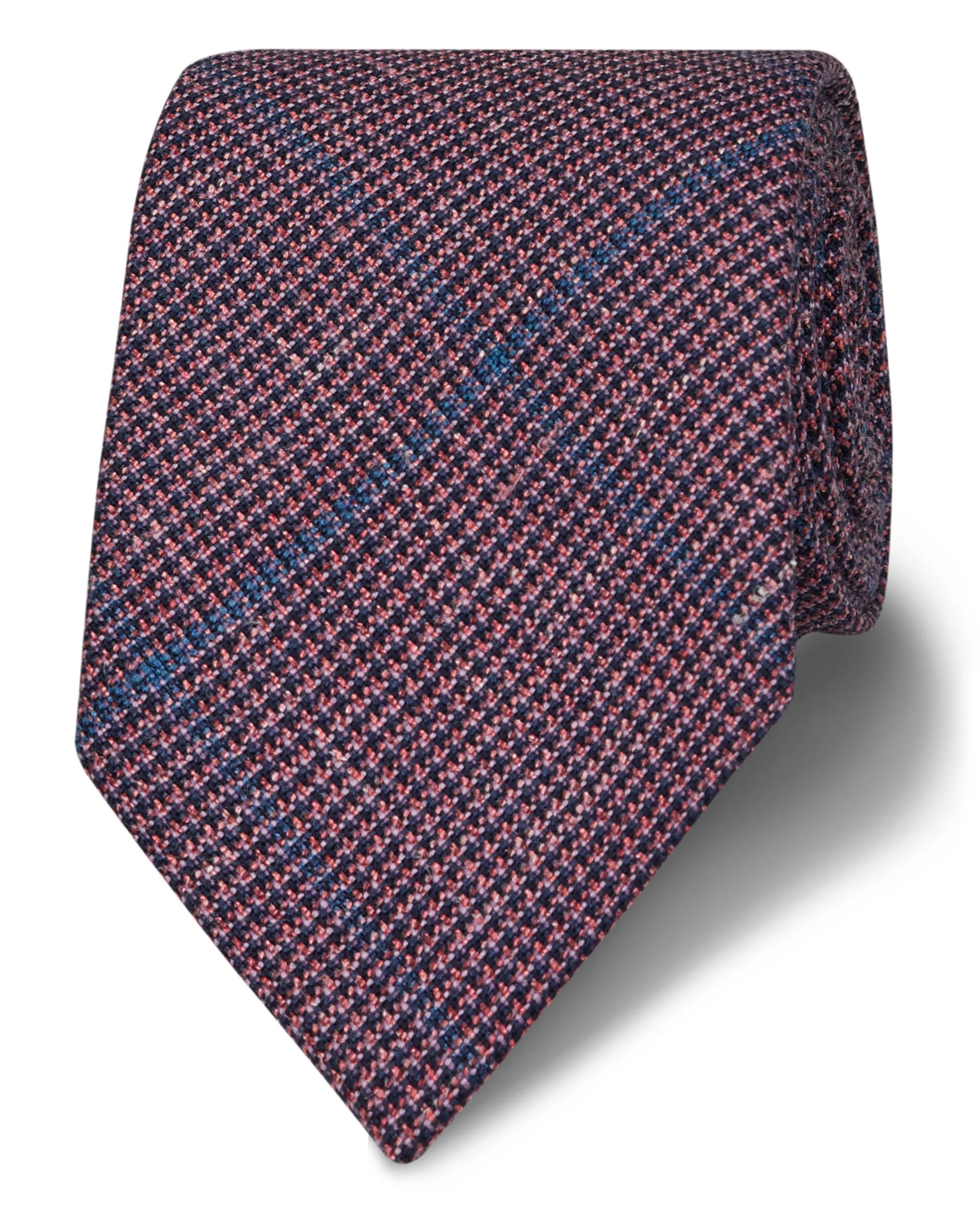 Barberis Slim Pink and Blue Check Wool Blend Tie