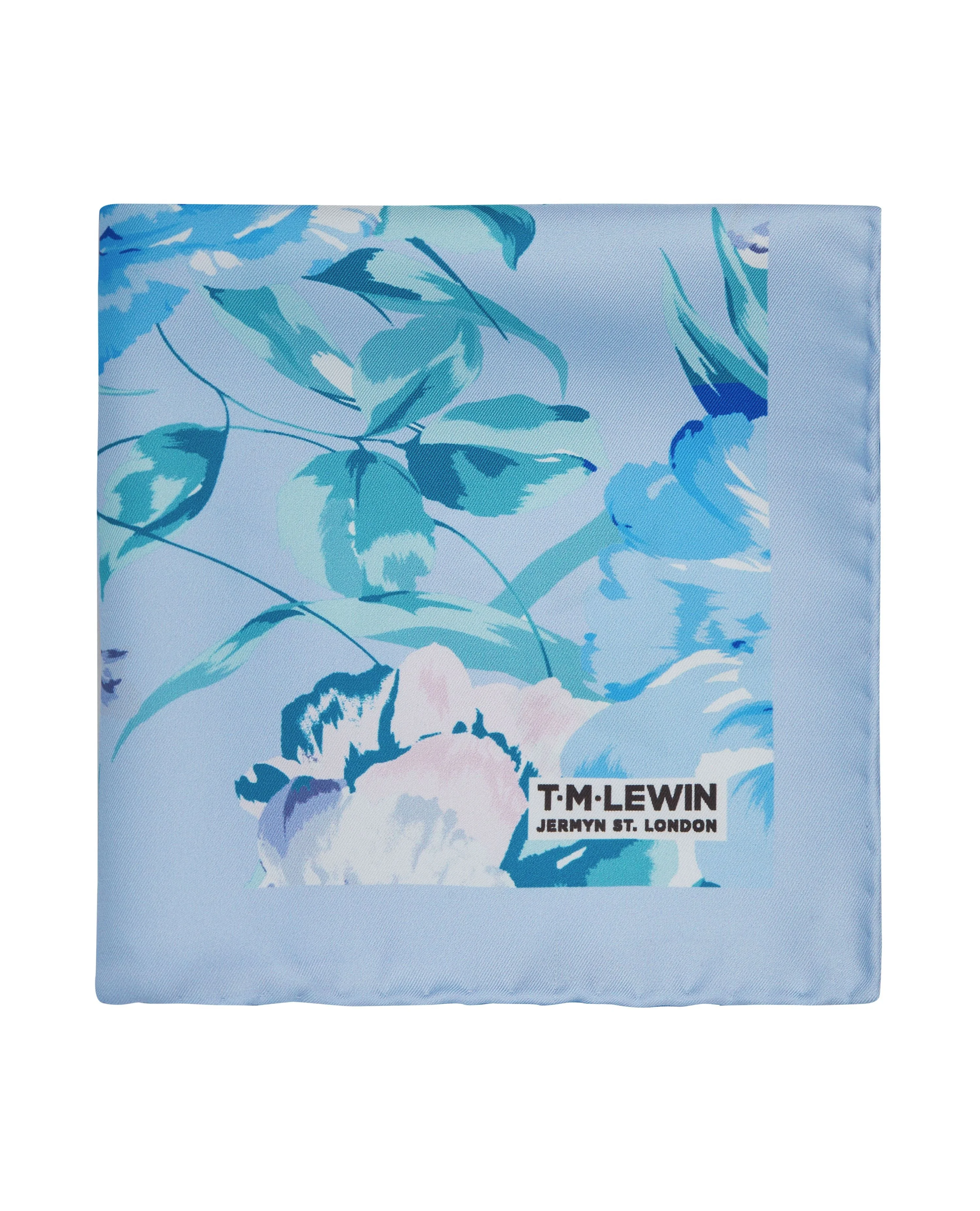 Blue Floral Silk Pocket Square