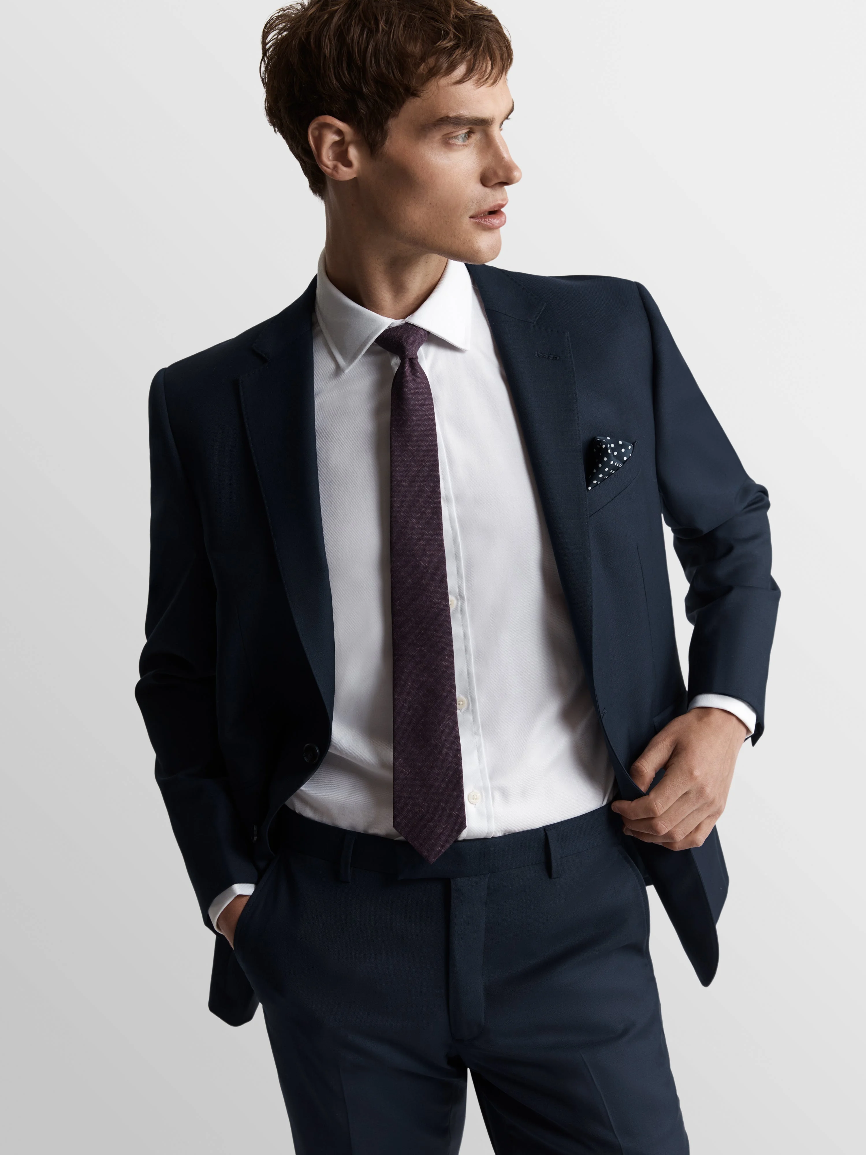 Barberis Slim Purple Textured Wool Blend Tie