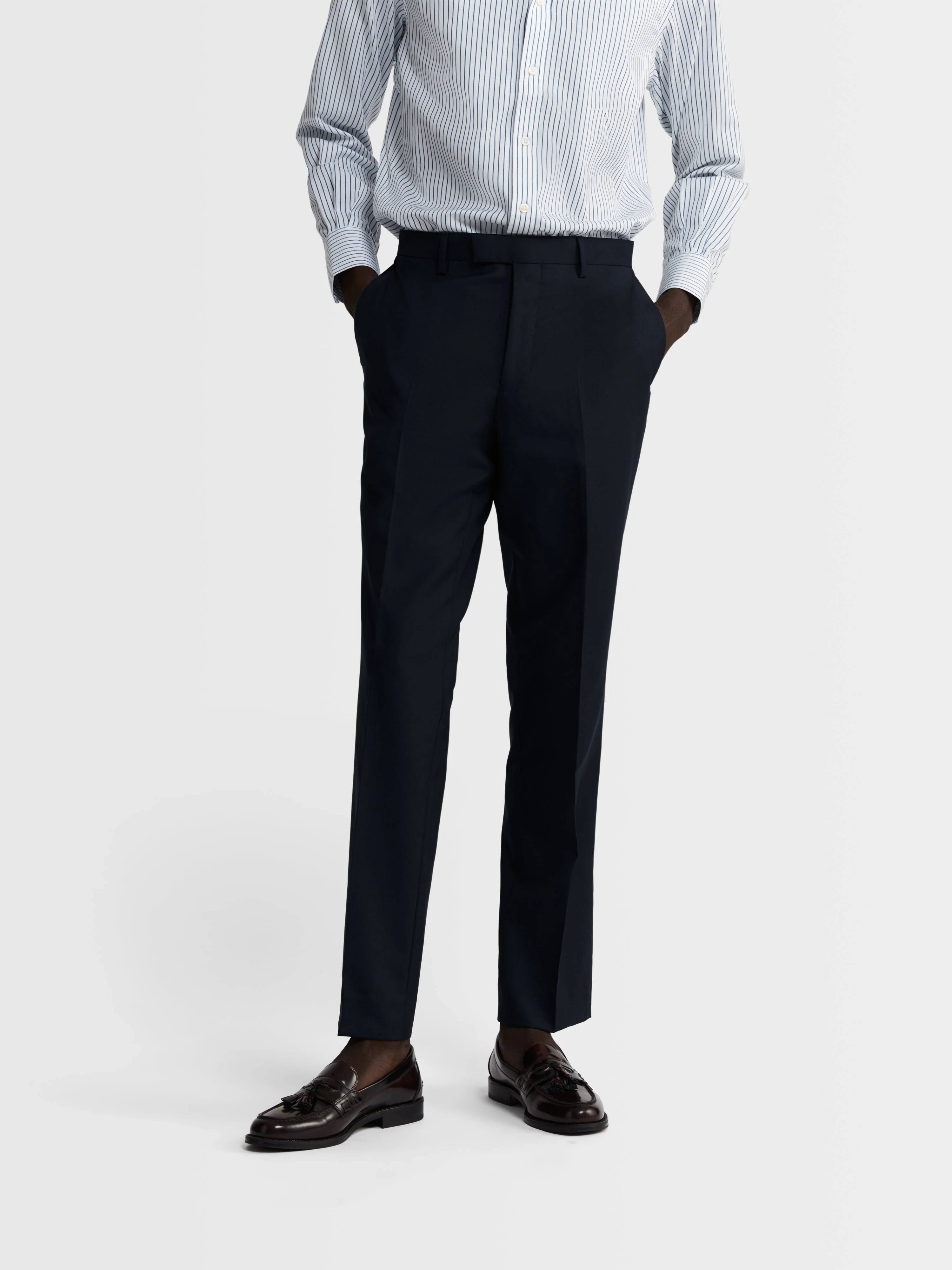 Birch Barberis Regular Fit Navy Trousers