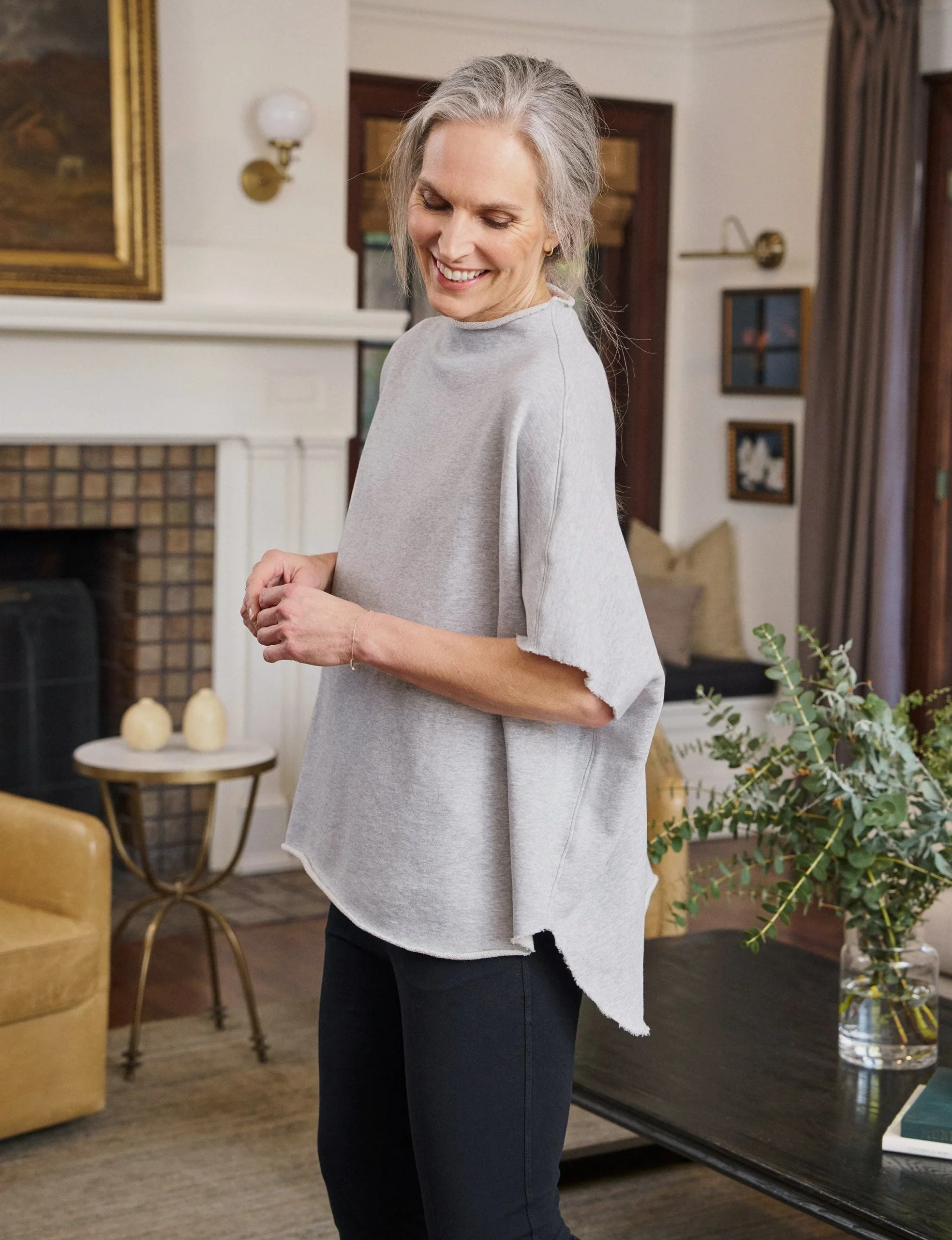 AUDREY Gray Melange, Triple Fleece