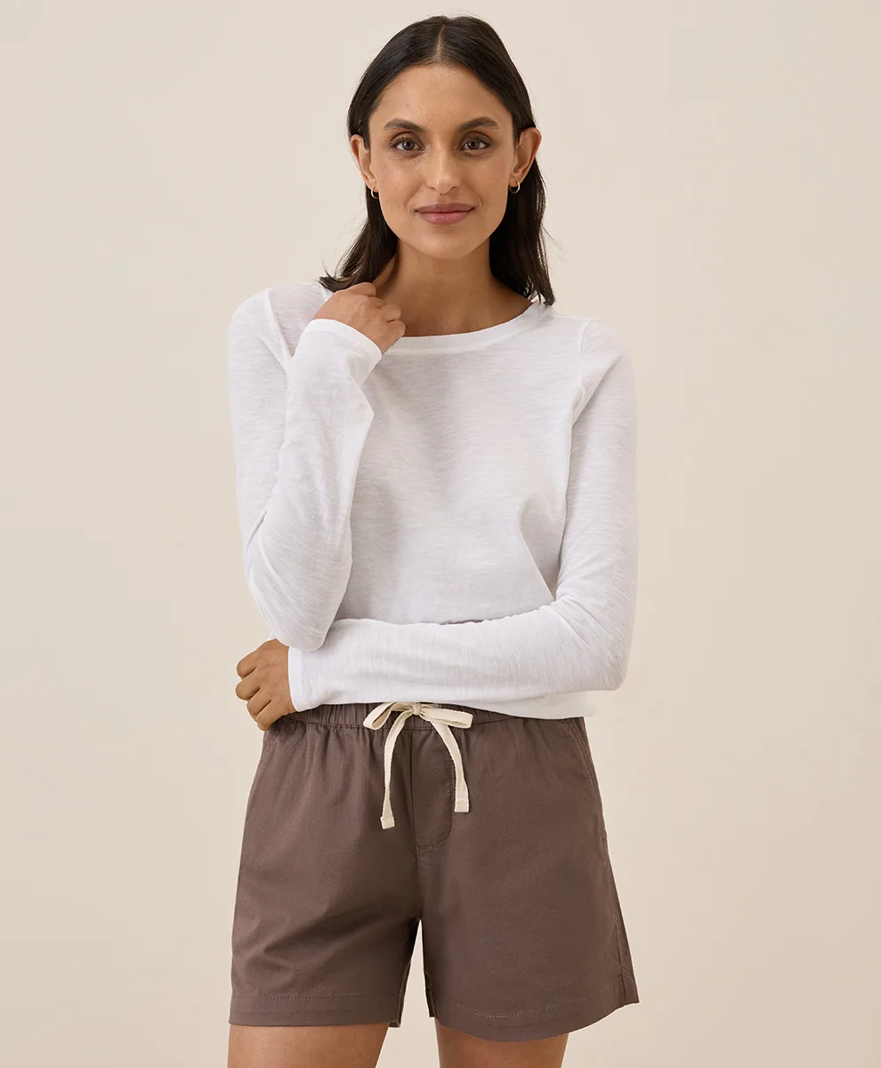 Organic Featherweight Slub Long Sleeve Tee by pact in White Fair Trade, Womens Size X-Small